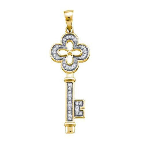 925 Sterling Silver Yellow 0.12CTW DIAMOND KEY PENDANT