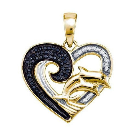 925 Sterling Silver Yellow 0.17CTW DIAMOND HEART PENDANT