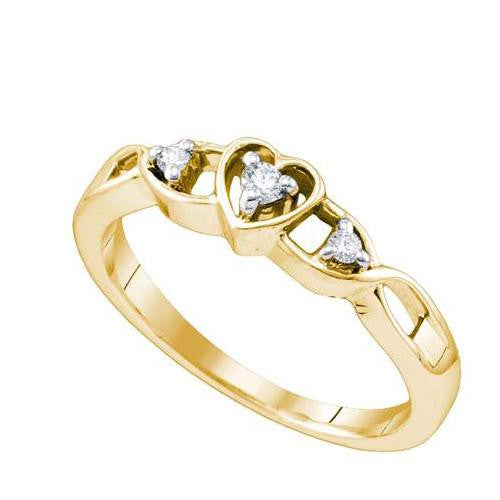 925 Sterling Silver Yellow 0.10CTW DIAMOND HEART RING