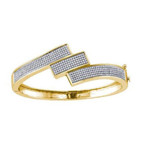 925 Sterling Silver Yellow 1.32CTW DIAMOND MICRO-PAVE BANGLE