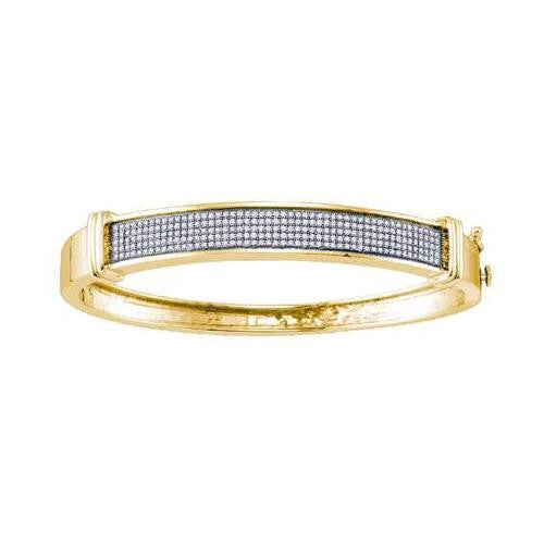 925 Sterling Silver Yellow 0.76CTW DIAMOND MICRO PAVE BANGLE