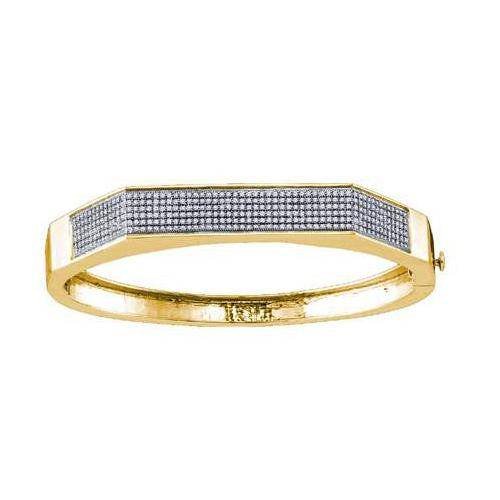 925 Sterling Silver Yellow 1.03CTW DIAMOND MICRO PAVE BANGLE