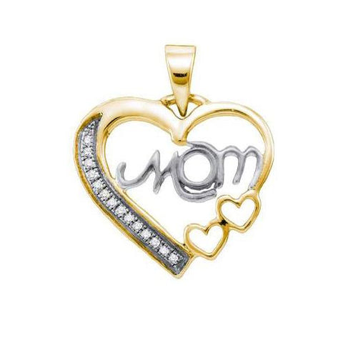 925 Sterling Silver Yellow 0.05CTW DIAMOND HEART PENDANT