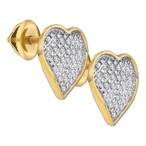 925 Sterling Silver Yellow 0.15CT DIAMOND HEART EARRINGS