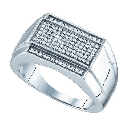 925 Sterling Silver White 0.33CTW DIAMOND  MICRO PAVE MENS RING