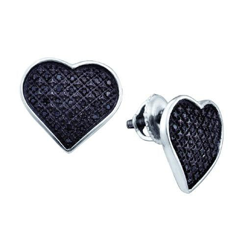 925 Sterling Silver White 0.24CTW DIAMOND HEART EARRINGS