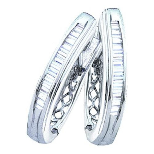 925 Sterling Silver White 0.25CTW DIAMOND FASHION HOOPS