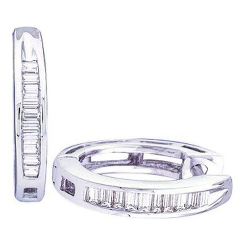 925 Sterling Silver White 0.15CTW DIAMOND FASHION HOOPS