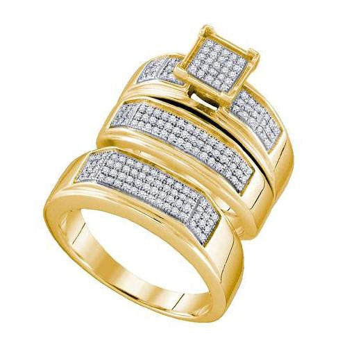 925 Sterling Silver Yellow 0.51CT DIAMOND MICRO PAVE TRIO SET