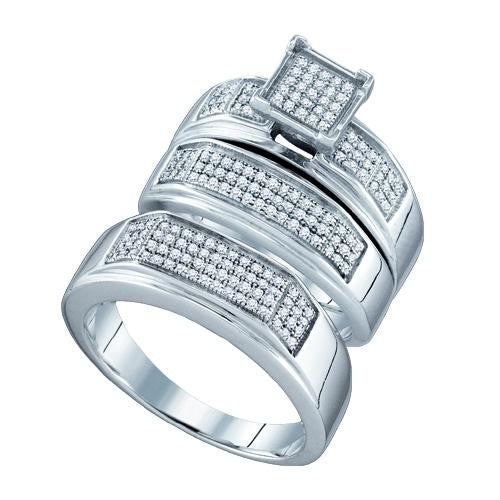 925 Sterling Silver White 0.51CTW  DIAMOND  FASHION TRIO SET