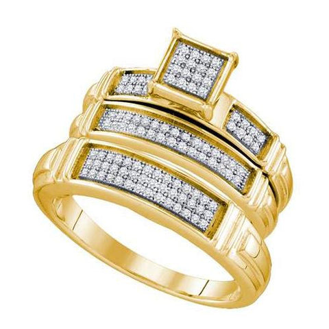 925 Sterling Silver Yellow 0.29CTW DIAMOND FASHION TRIO SET