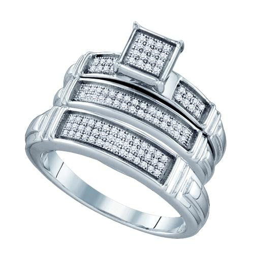 925 Sterling Silver White 0.29CT DIAMOND  FASHION TRIO SET