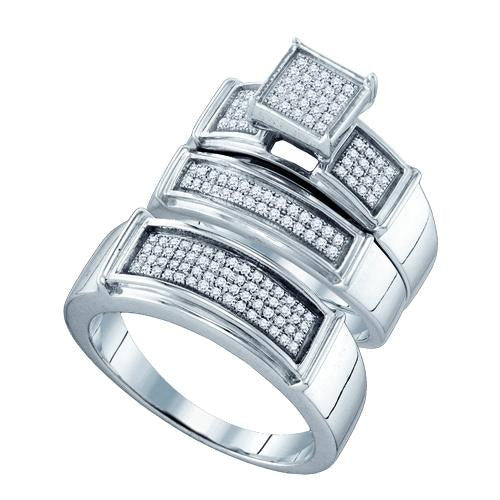 925 Sterling Silver White 0.41CTW DIAMOND  FASHION TRIO SET