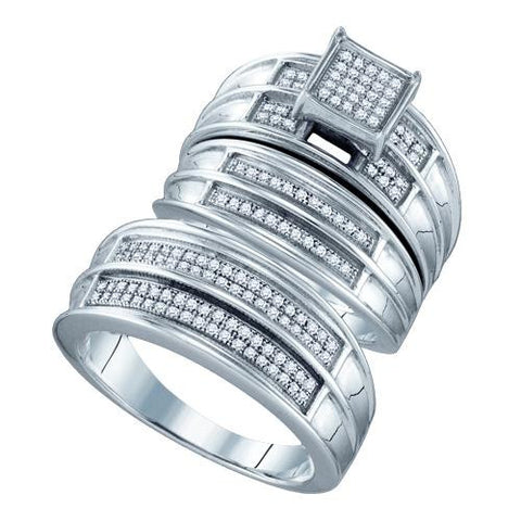 925 Sterling Silver White 0.42CTW DIAMOND  FASHION TRIO SET