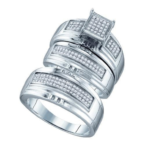 925 Sterling Silver White 0.41CTW DIAMOND  FASHION TRIO SET