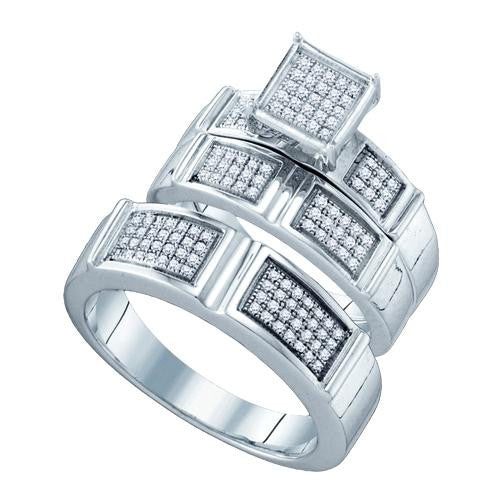 925 Sterling Silver White 0.35CTW DIAMOND FASHION TRIO SET