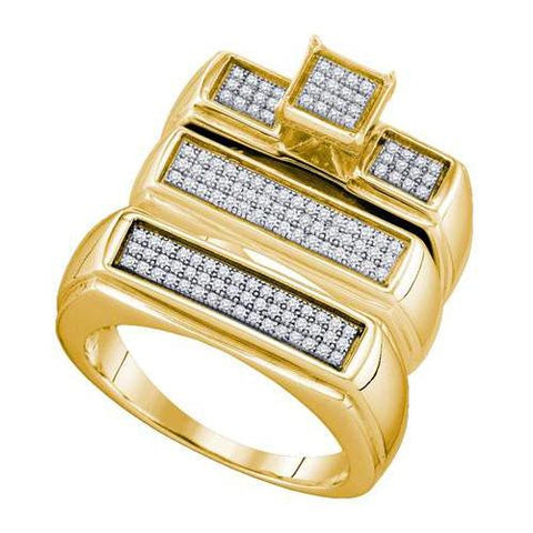 925 Sterling Silver Yellow 0.38CTW DIAMOND FASHION TRIO SET