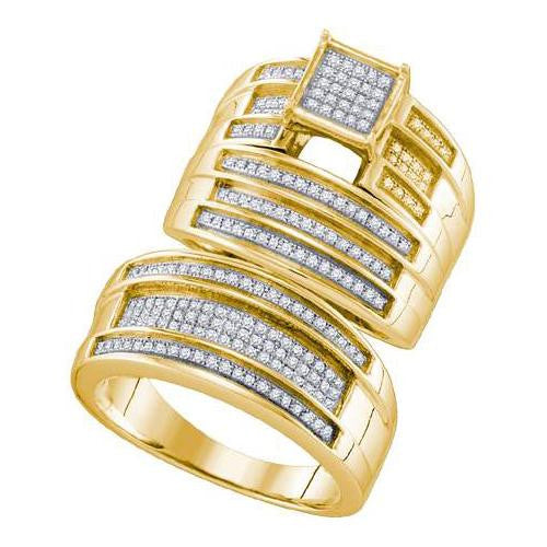 925 Sterling Silver Yellow 0.58CTW DIAMOND FASHION TRIO SET