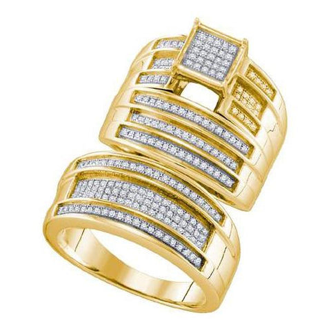 925 Sterling Silver Yellow 0.58CTW DIAMOND FASHION TRIO SET