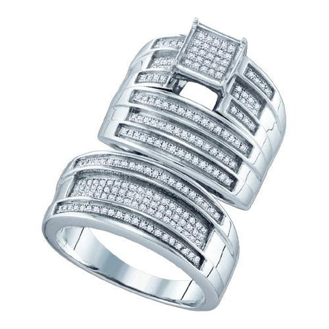 925 Sterling Silver White 0.58CTW DIAMOND  FASHION TRIO SET