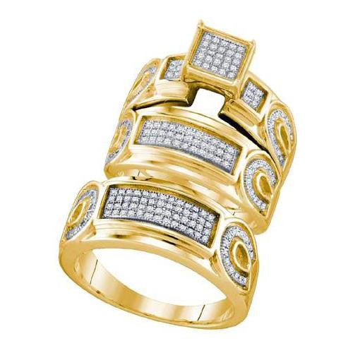 925 Sterling Silver Yellow 0.54CTW DIAMOND FASHION TRIO SET