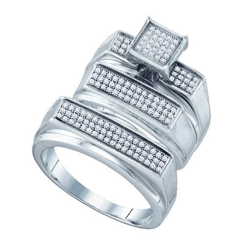 925 Sterling Silver White 0.41CTW DIAMOND  FASHION TRIO SET