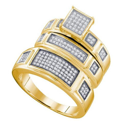 925 Sterling Silver Yellow 0.44CTW DIAMOND FASHION TRIO SET