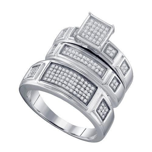 925 Sterling Silver White 0.44CTW DIAMOND FASHION TRIO SET