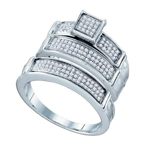 925 Sterling Silver White 0.42CT  DIAMOND  FASHION TRIO SET