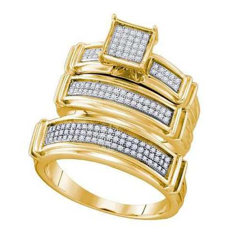 925 Sterling Silver Yellow 0.42CTW DIAMOND FASHION TRIO SET