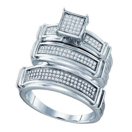 925 Sterling Silver White 0.42CT DIAMOND  FASHION TRIO SET