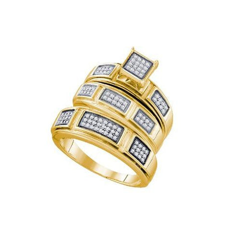 925 Sterling Silver Yellow 0.29CTW DIAMOND FASHION TRIO SET