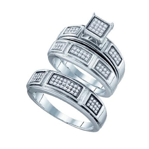 925 Sterling Silver White 0.29CTW DIAMOND FASHION TRIO SET