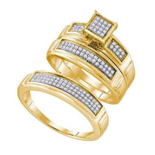 925 Sterling Silver Yellow 0.33CTW DIAMOND FASHION TRIO SET