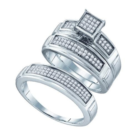 925 Sterling Silver White 0.33CTW DIAMOND FASHION TRIO SET