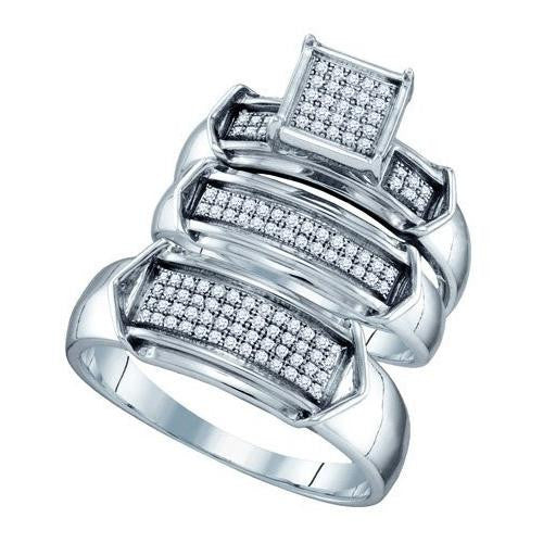 925 Sterling Silver White 0.33CTW DIAMOND  FASHION TRIO SET