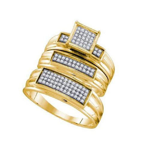 925 Sterling Silver Yellow 0.31CTWSTR1046- DIAMOND FASHION TRIO SET