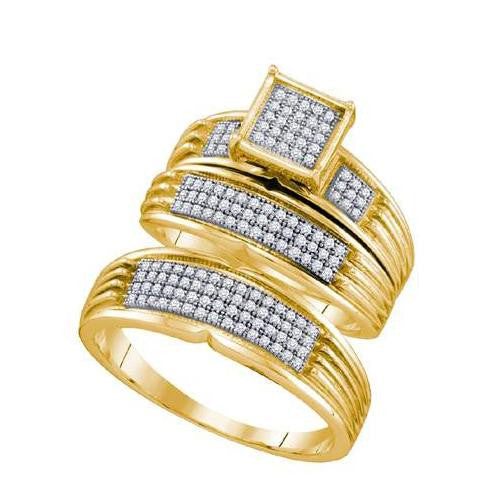 925 Sterling Silver Yellow 0.41CTW DIAMOND FASHION TRIO SET