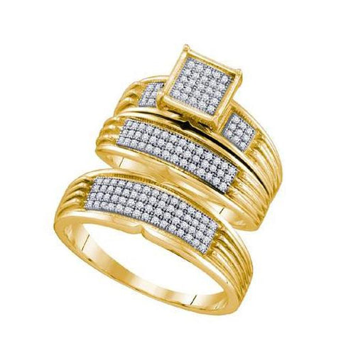 925 Sterling Silver Yellow 0.41CTW DIAMOND FASHION TRIO SET