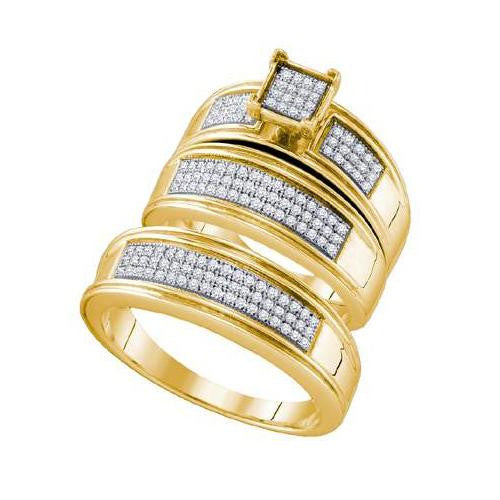 925 Sterling Silver Yellow 0.42CTW DIAMOND FASHION TRIO SET