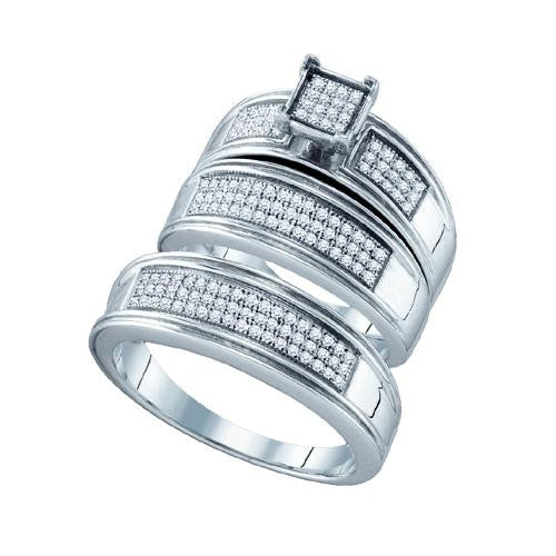 925 Sterling Silver White 0.42CT DIAMOND  FASHION TRIO SET