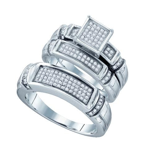 925 Sterling Silver White 0.40CT DIAMOND  FASHION TRIO SET