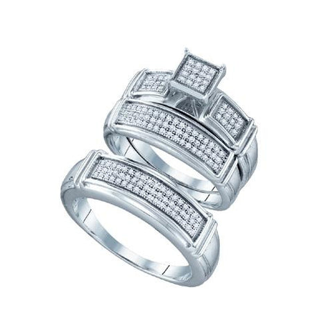 925 Sterling Silver White 0.43CTW DIAMOND  FASHION TRIO SET