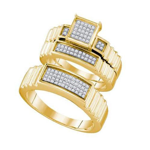 925 Sterling Silver Yellow 0.30CTW DIAMOND FASHION TRIO SET