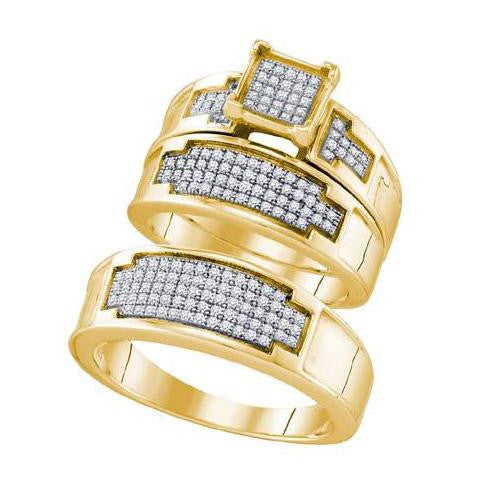 925 Sterling Silver Yellow 0.47CTW DIAMOND FASHION TRIO SET