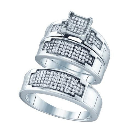 925 Sterling Silver White 0.47CTW DIAMOND  FASHION TRIO SET