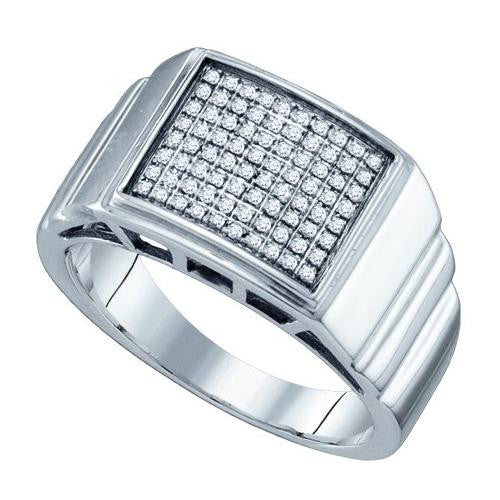 925 Sterling Silver White 0.26CTW DIAMOND  MICRO PAVE MENS RING