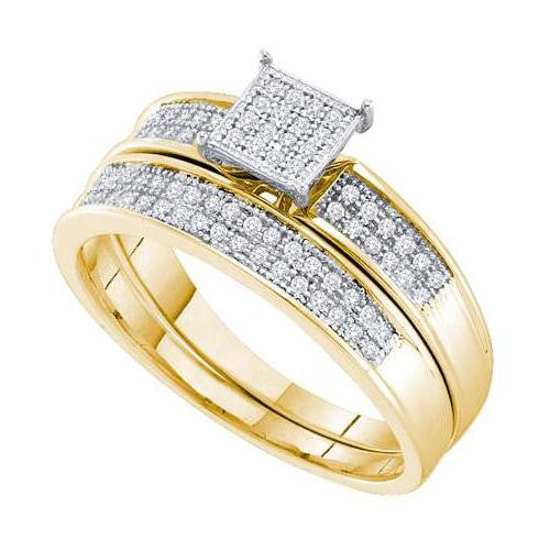 925 Sterling Silver Yellow 0.20CT DIAMOND ASHION BRIDAL SET