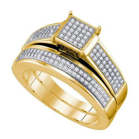 925 Sterling Silver Yellow 0.40CTW DIAMOND MICROPAVE BRIDAL SET