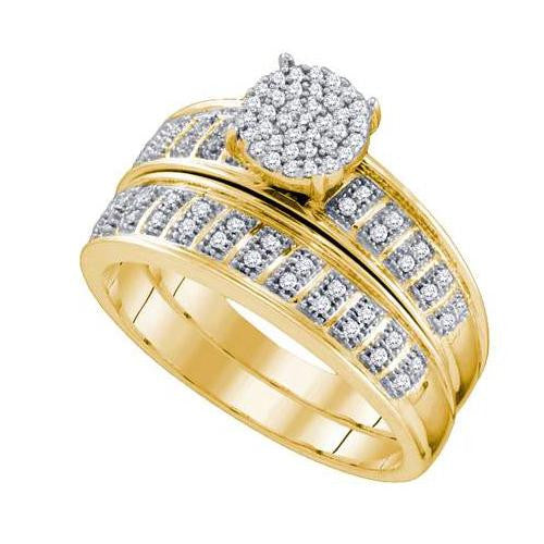 10KT Yellow Gold 0.22CTW DIAMOND MICRO PAVE BRIDAL SET